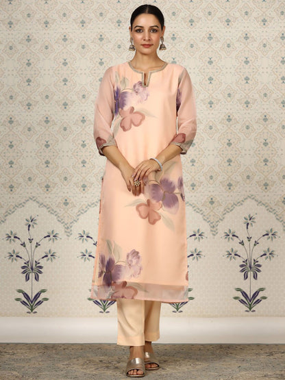 Dhiyona OD  Floral Printed Regular Kurta With Trousers & Dupatta