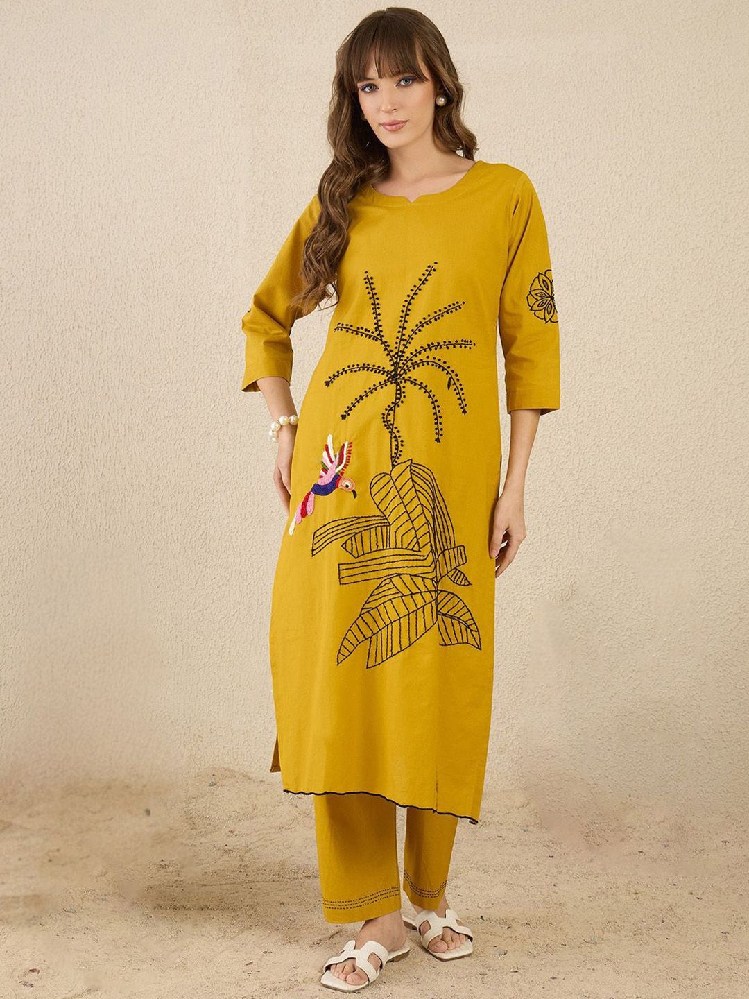 Dhiyona IE Embroidered Straight Tunic & Trousers Co-Ord Set