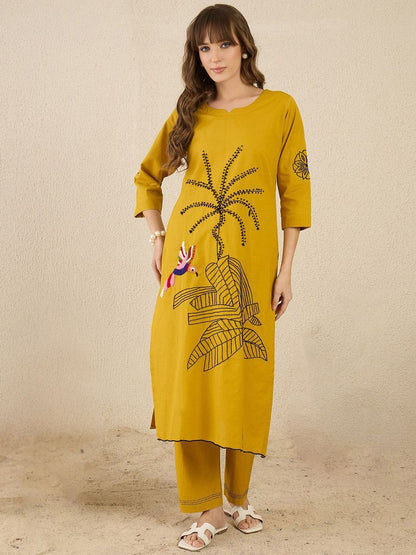 Dhiyona IE Embroidered Straight Tunic & Trousers Co-Ord Set