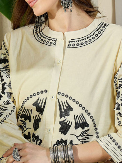 Dhiyona IE Embroidered Pure Cotton Tunic With Trouser