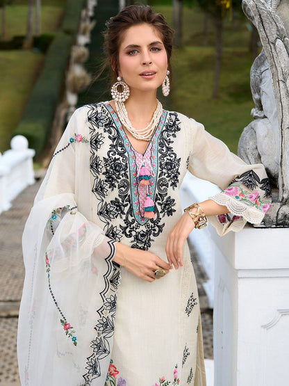 Ethnic Motifs Embroidered Pure Cotton Kurta with Trousers & Dupatta