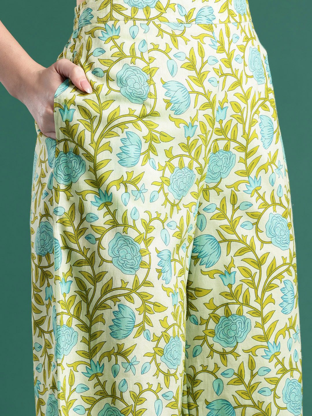 Floral Printed Regular Pure Cotton Kurta with Palazzos