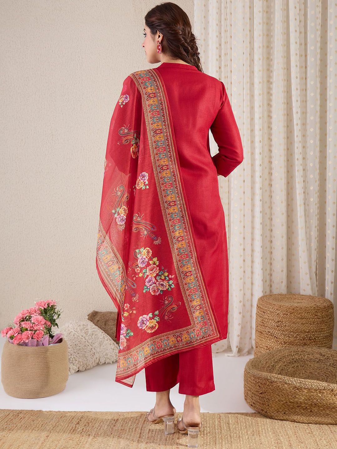Dhiyona IE Straight Kurta With Trouser & Dupatta