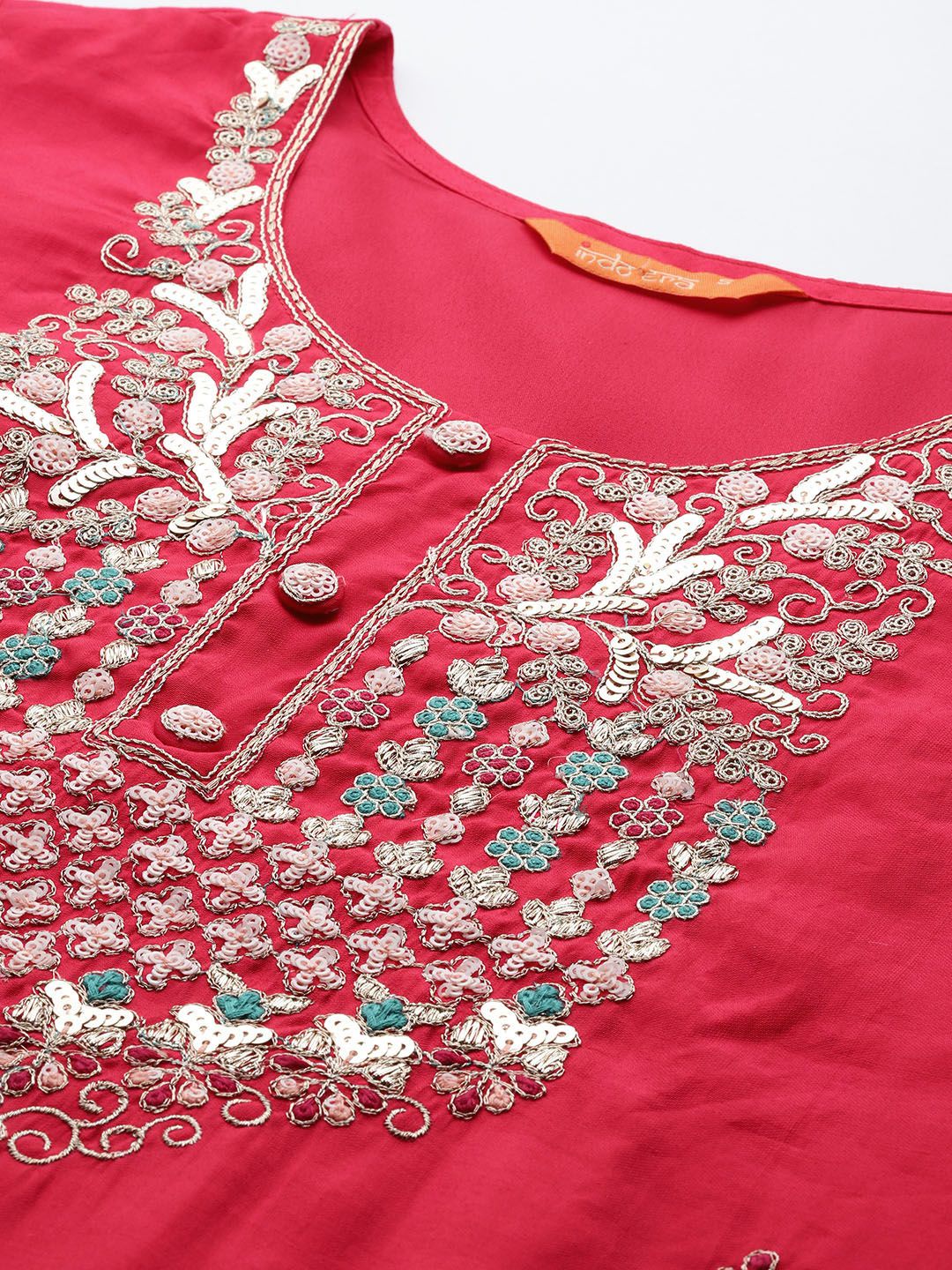 Embroidered Sequinned Kurta with Trousers & With Dupatta