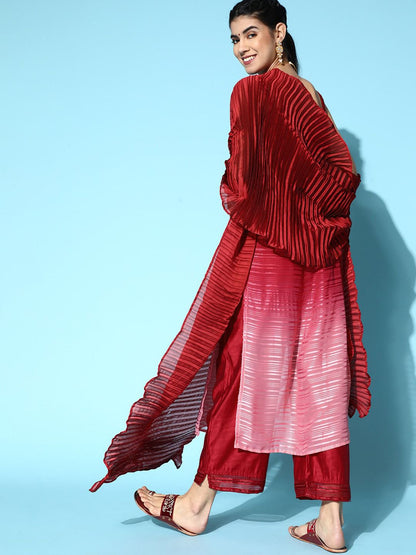 Dhiyona IE Shoulder straps Self Design Kurta with Trousers & Dupatta