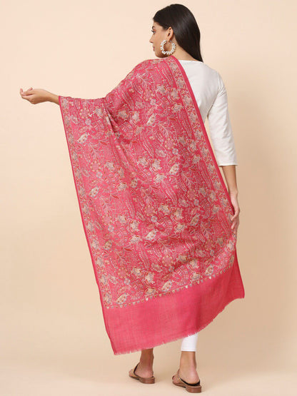 Dhiyona PA Women Floral Embroidered Pure Woollen Shawl