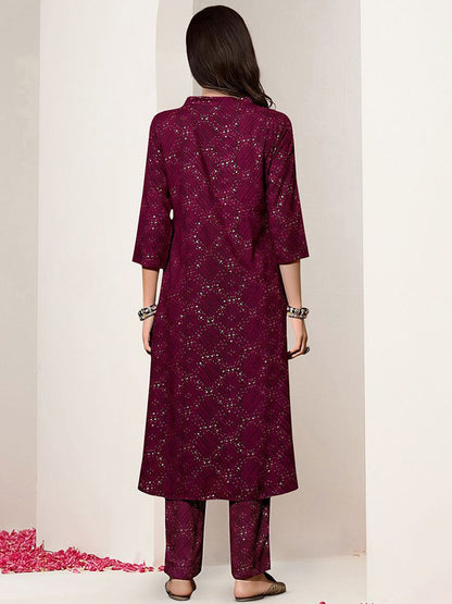 Dhiyona IS Women's Ethnic Motifs Printed V-neck Kurta And Trousers