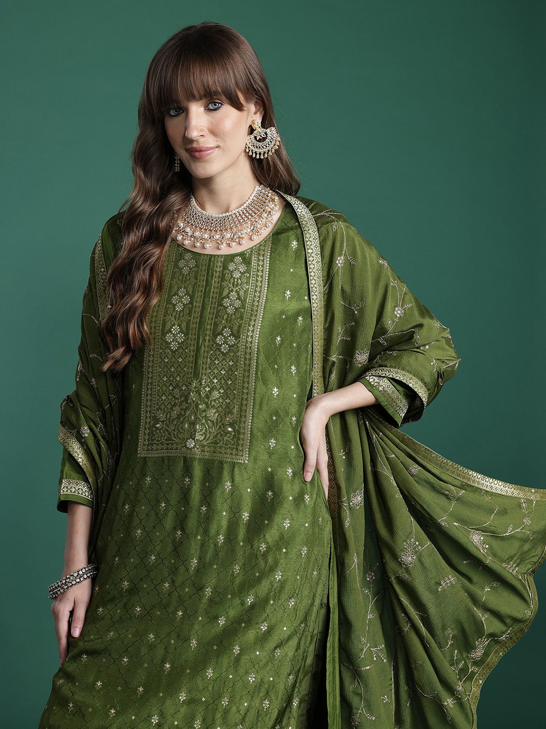 Dhiyona IE Ethnic Motifs Kurta with Trousers & Dupatta