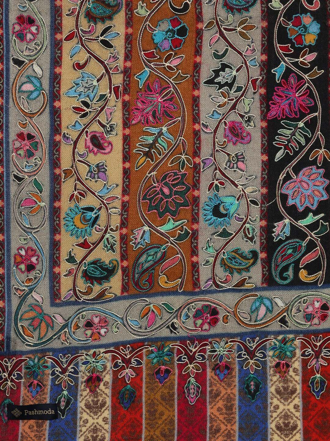 Dhiyona PA Women Multicoloured Embroidered Woolen Shawl