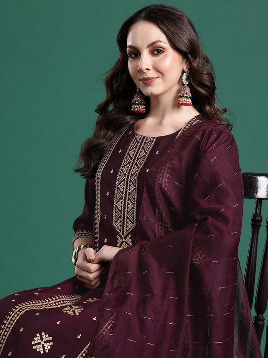 Dhiyona IE Ethnic Motifs Embroidered Kurta with Trousers & Dupatta