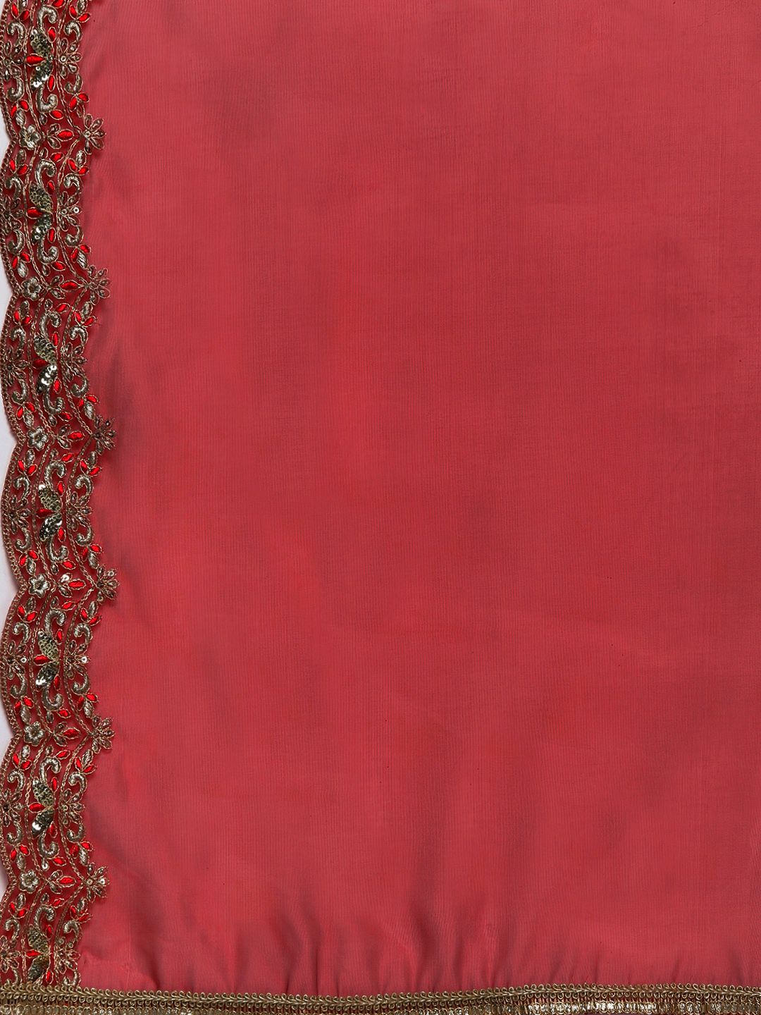 Dhiyona IE Women Red Ethnic Motifs Embroidered Sequinned Liva Kurta with Trousers & Dupatta