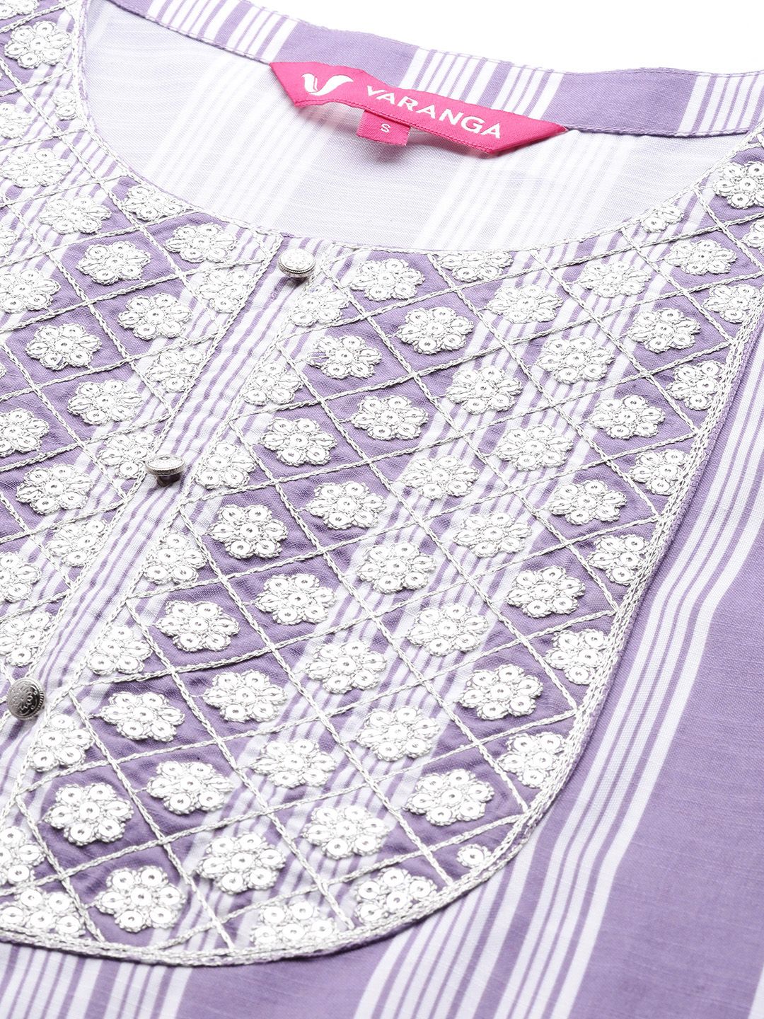 Dhiyona VA Women's Lavender & White Embroidered Kurta with Trousers & Dupatta