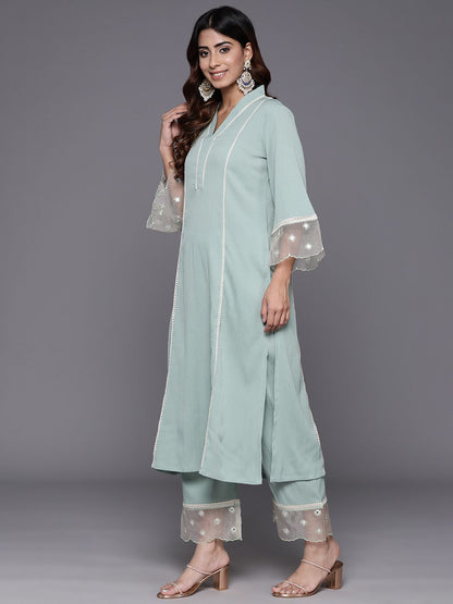 Dhiyona VA Women's Regular Silk Crepe Kurta with Trousers