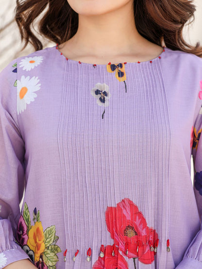 Floral Printed Pure Cotton Kurta With Trousers