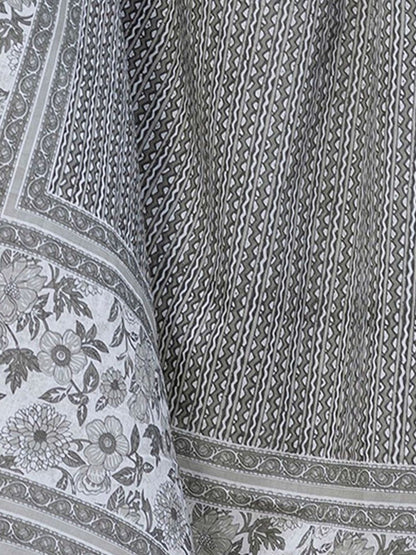 Dhiyona IE Floral Printed Square Neck Pure Cotton Straight Kurta With Trousers & Dupatta