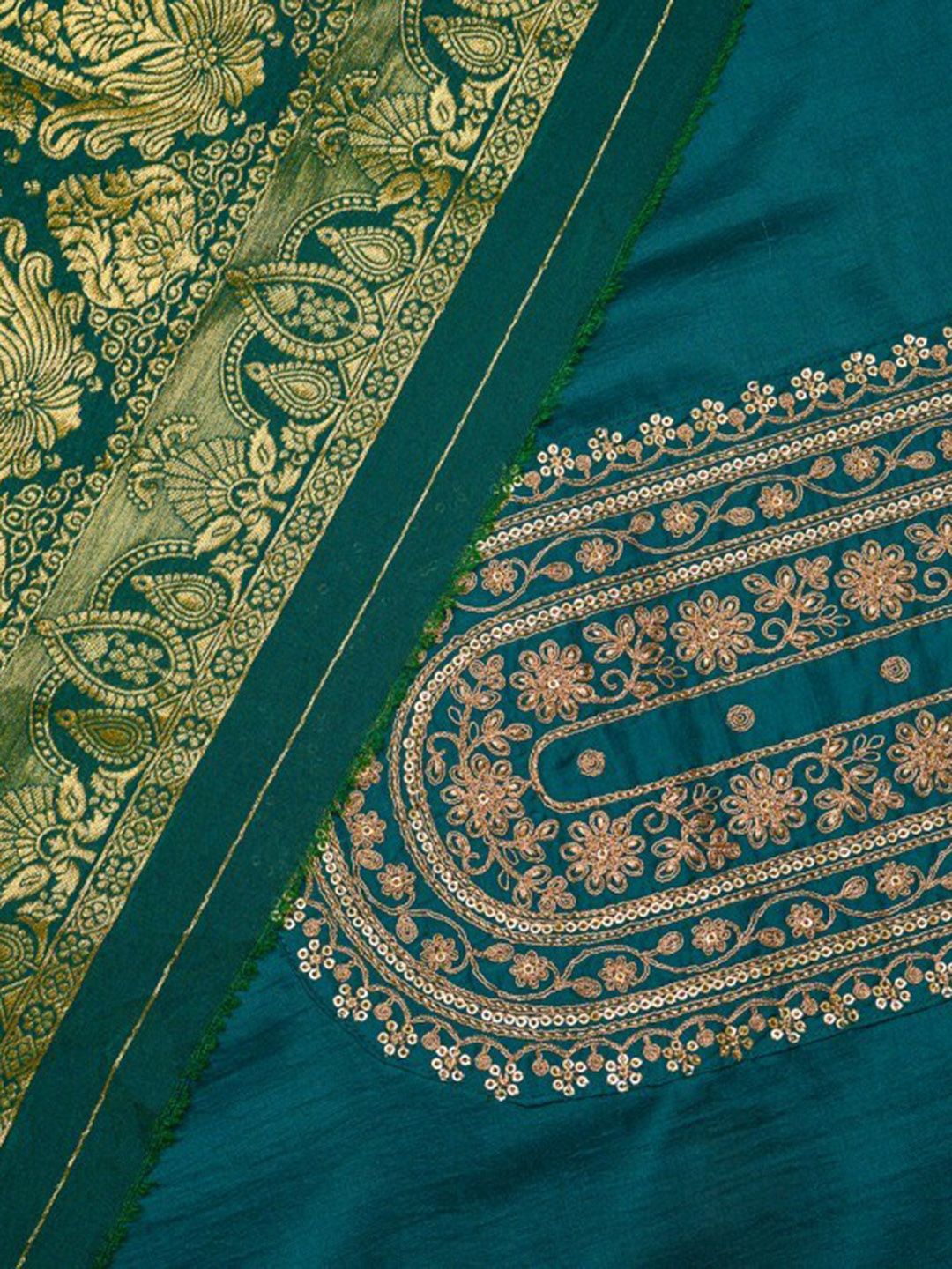 Dhiyona OD  Blue Ethnic Motifs Straight Kurta & Trousers With Dupatta