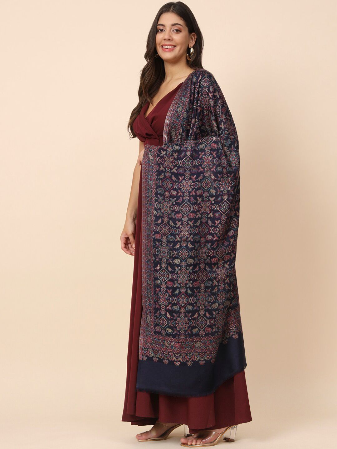 Dhiyona PA Ethnic Motifs Woven Design Shawl