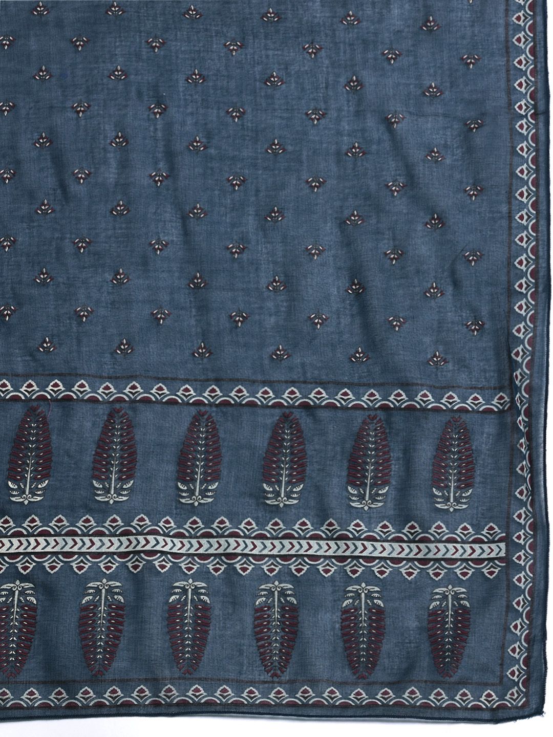 Ethnic Motifs Printed Sequinned Pure Cotton Kurta with Trousers & With Dupatta