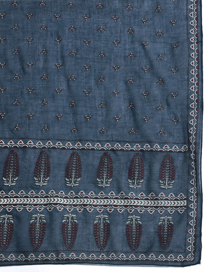 Ethnic Motifs Printed Sequinned Pure Cotton Kurta with Trousers & With Dupatta