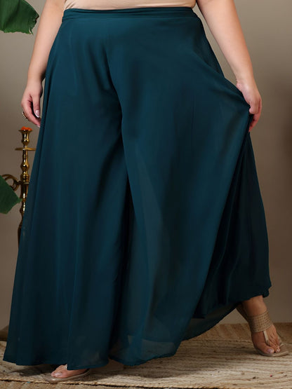 Dhiyona IN Women Plus Size Geometric Foil and Zari Embroidered Kurta Set with Dupatta