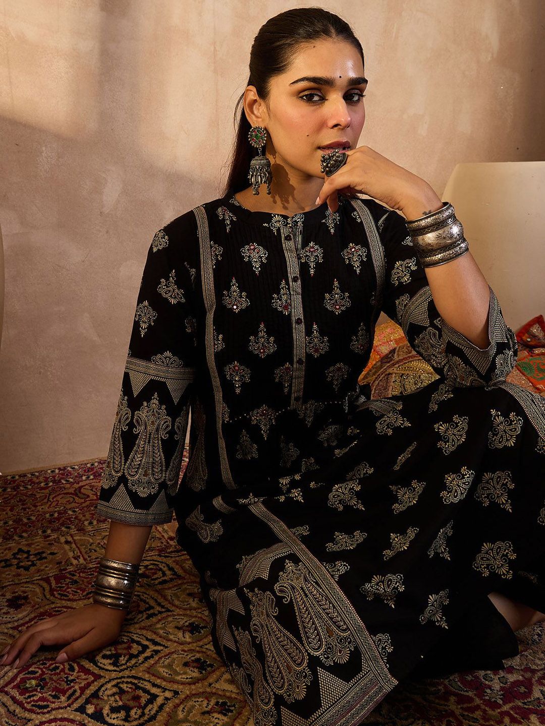 Dhiyona IE Printed Pure Cotton Tunic With Trouser