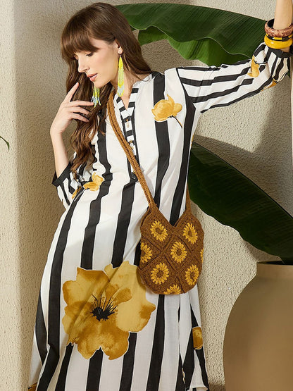 Dhiyona IE Striped Pure Cotton Tunic With Trousers