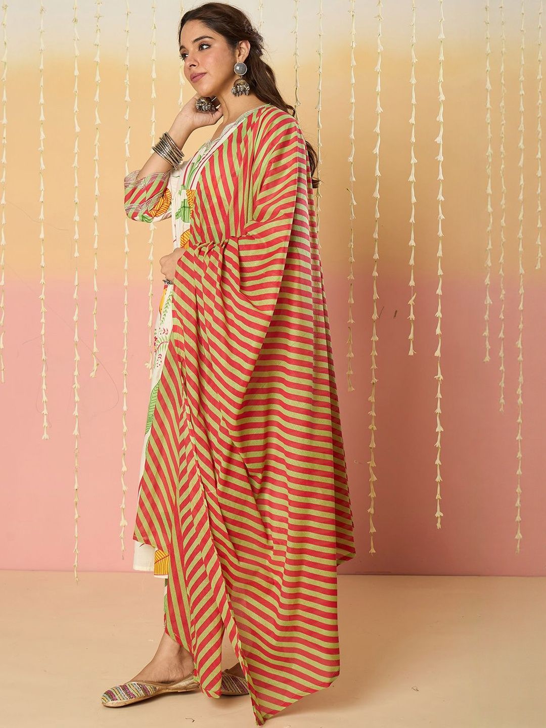 Women Ethnic Motifs Printed Panelled Pure Cotton Kurta with Trousers & Dupatta