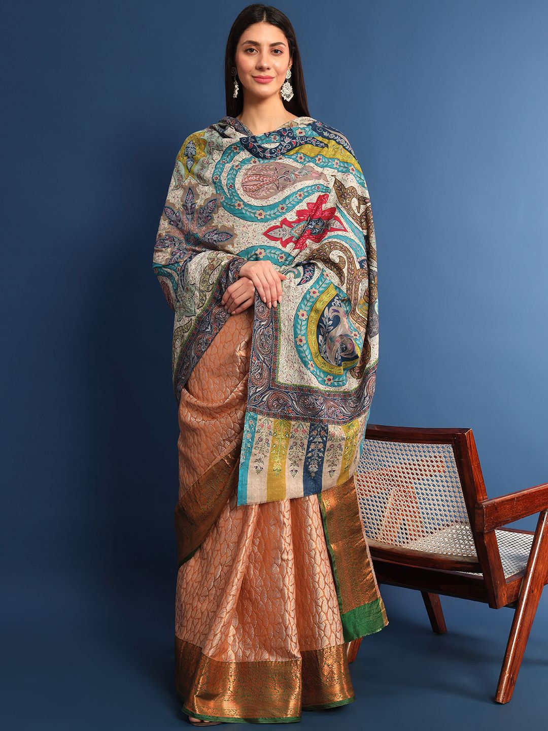 Dhiyona PA Ethnic Motifs Embroidered Woollen Shawl