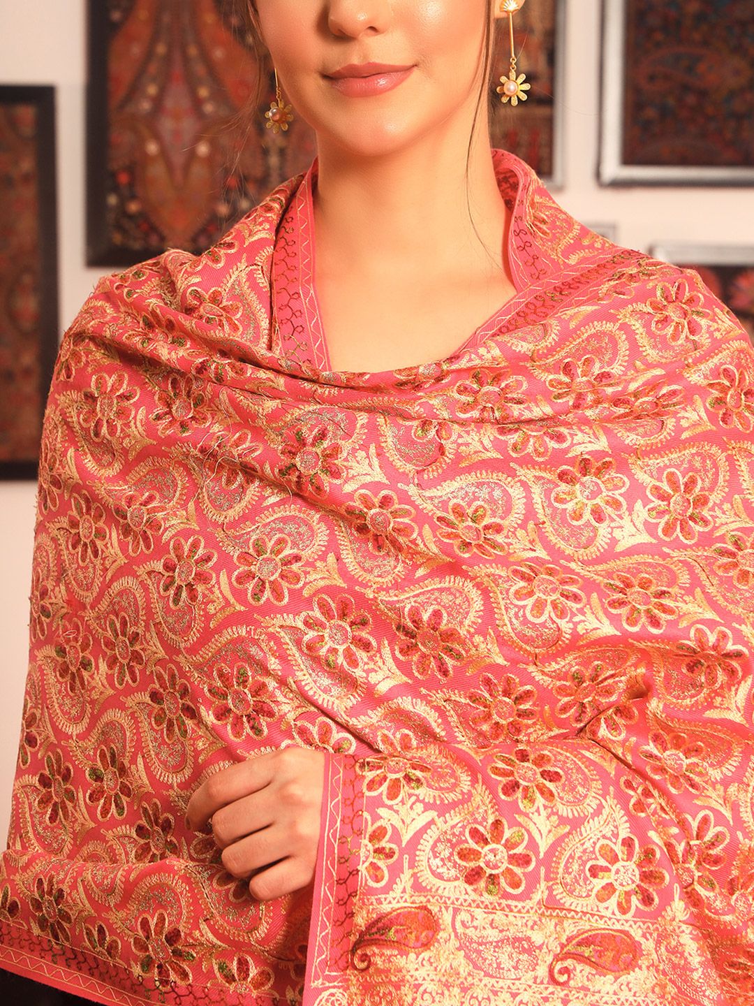 Dhiyona PA Floral Embroidered Shawl