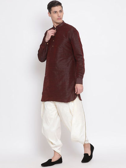Men's Cream Silk Blend Regular Dhoti