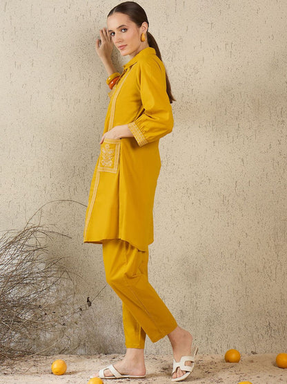 Women Ethnic Motifs Embroidered Pure Cotton Kurta with Trouser