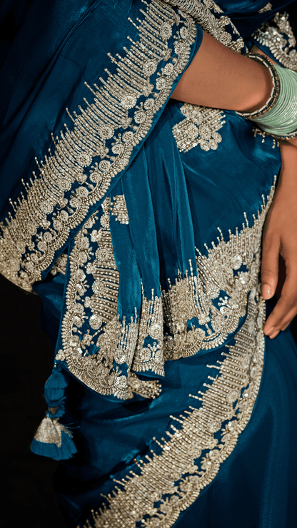 Dhiyona KM Women Midnight Glamour “ Royal Blue Saree