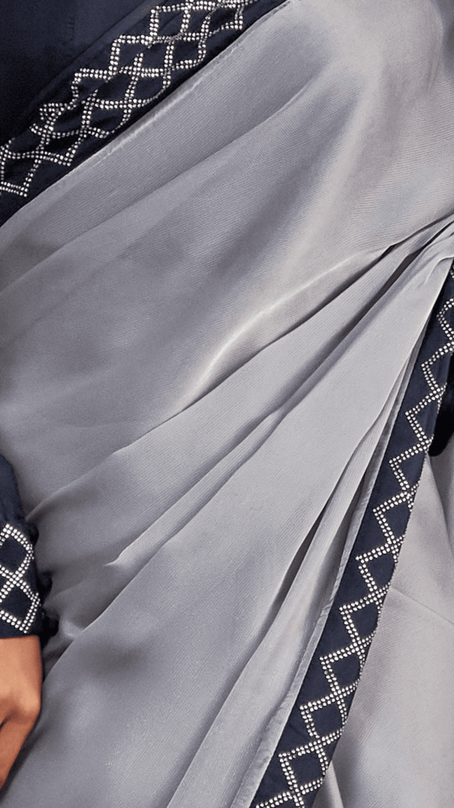 Dhiyona KM Women Moonlit Grace “ Solid Gray Silk Saree