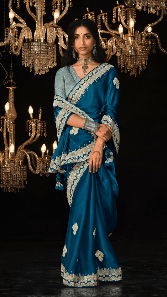 Dhiyona KM Women Midnight Glamour “ Royal Blue Saree