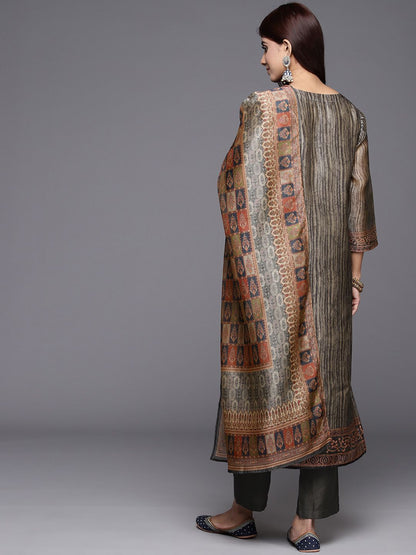 Dhiyona VA Women's Abstract Printed Gotta Patti Kurta with Trousers & With Dupatta
