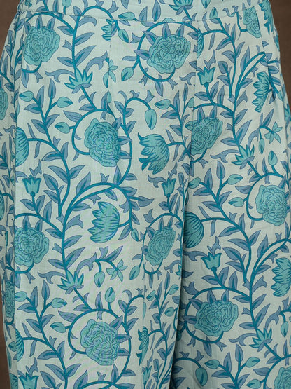 Dhiyona IE Women Floral Printed Pleated Pure Cotton Kurta Set
