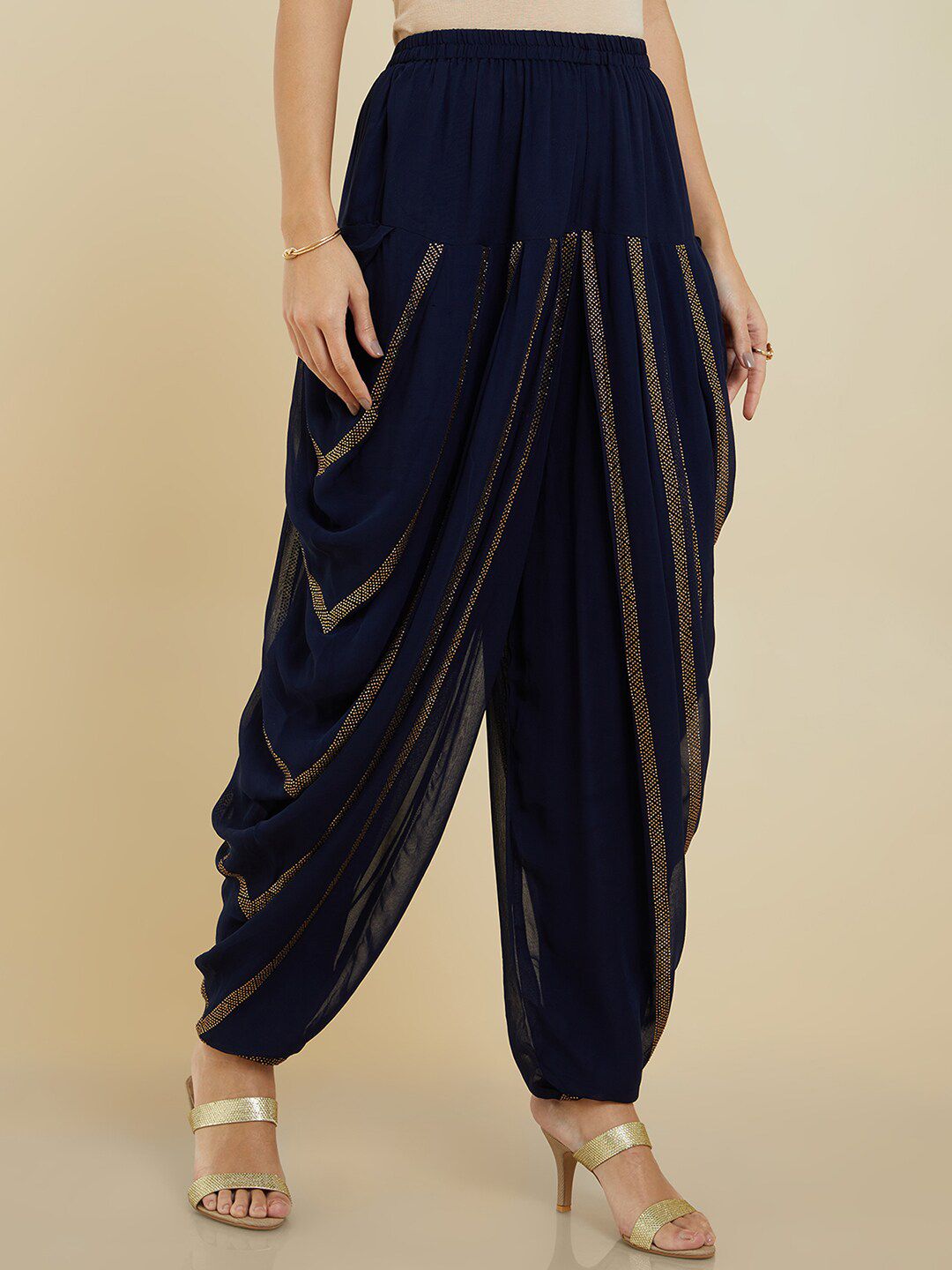 Dhiyona SO Women's Women Ethnic Motifs Silk Georgette Kurta with Dhoti Pants & With Dupatta