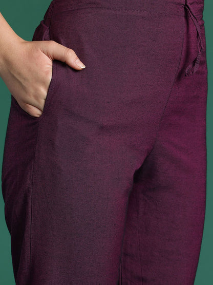 Dhiyona IE Floral Embroidered Thread Work Pure Cotton Kurta with Trousers