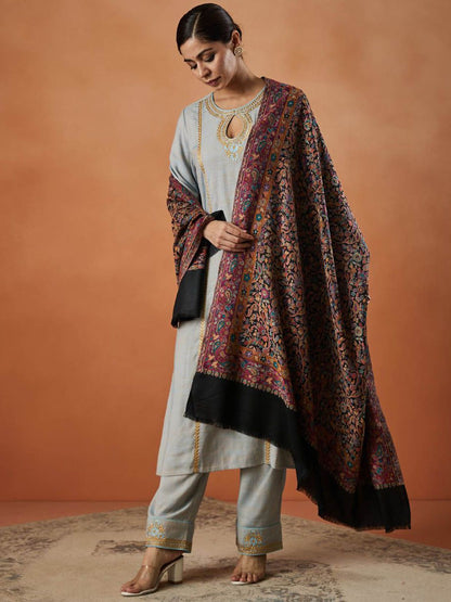 Dhiyona PA Floral Woven Design Fringed Shawl