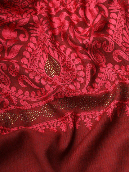 Dhiyona PA Ethnic Motifs Embroidered Woollen Shawl