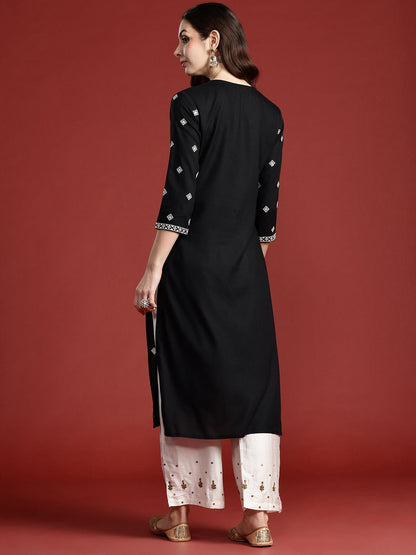 Dhiyona IE Women Geometric Embroidered Sequinned Pure Cotton Kurta