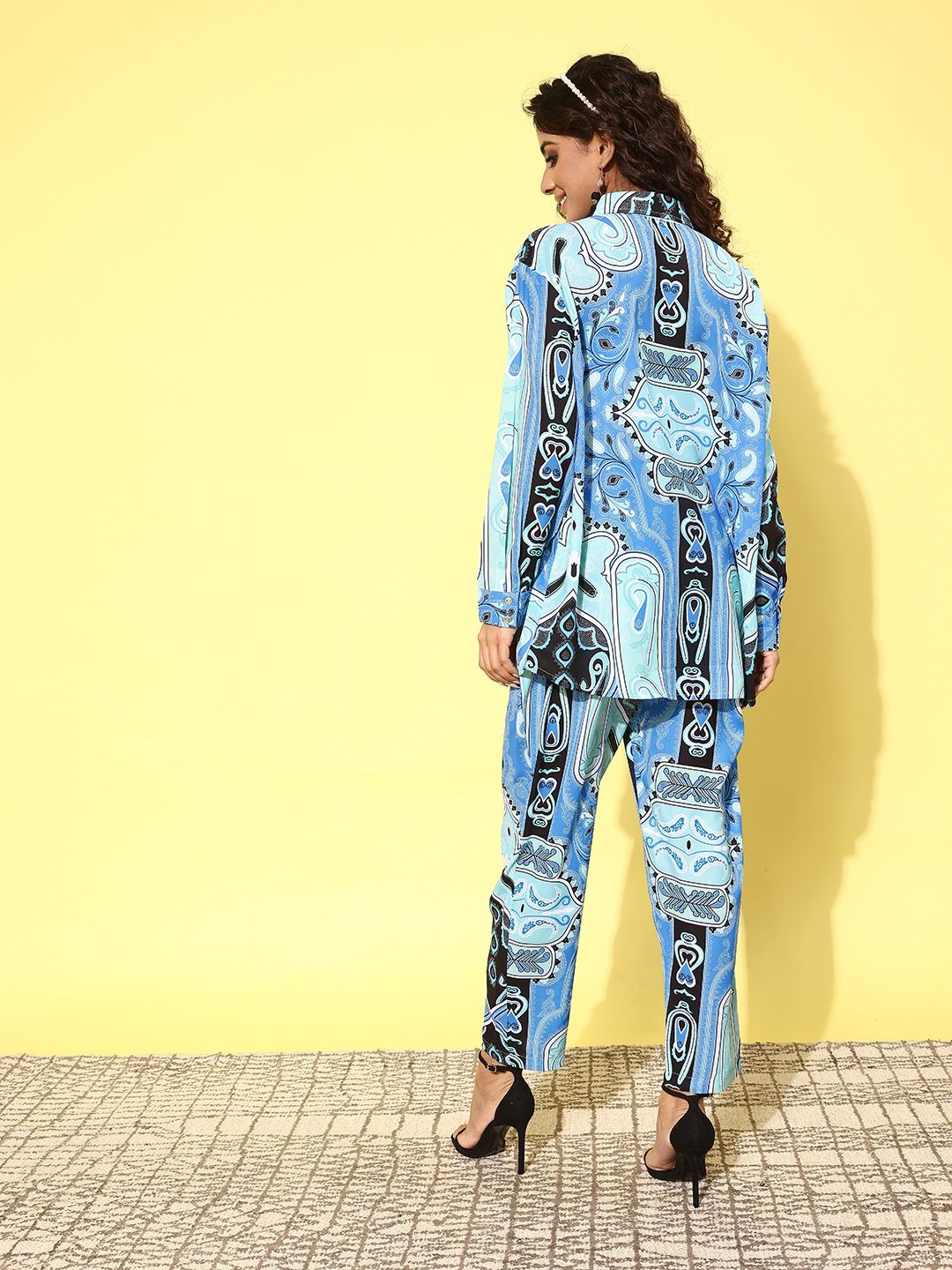 Dhiyona IE Women Printed Shirt with Trousers Co-Ords