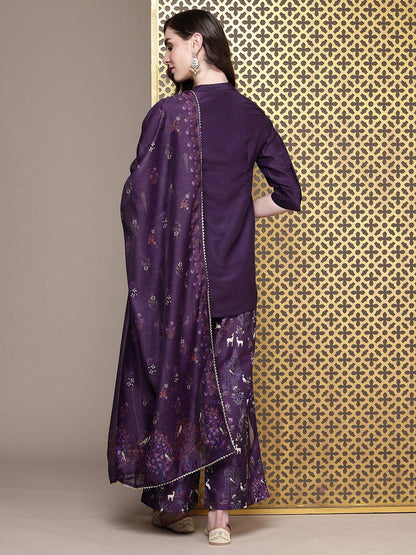 Dhiyona PD Women Floral Embroidered Regular Jashn Kurti with Palazzos & Dupatta