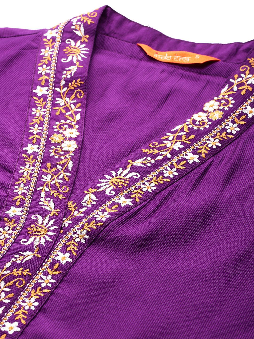 Dhiyona IE Floral Thread Work Liva Kurta with Trousers & With Dupatta