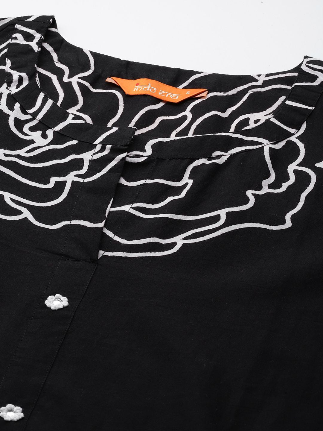 Floral Printed Mirror Work Pure Cotton Kurta with Trousers