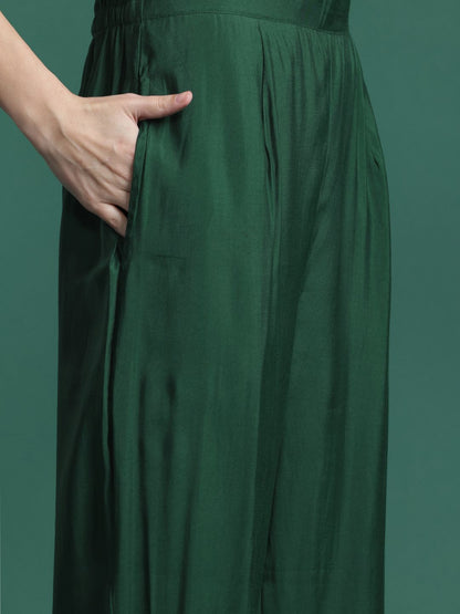 Floral Embroidered Thread Work Kurta with Trousers & With Dupatta