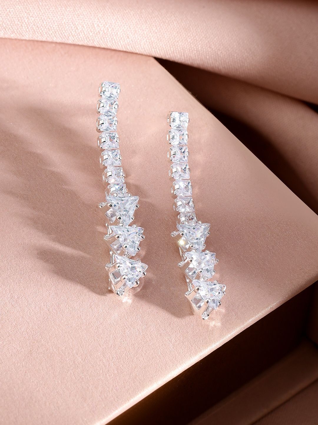 Dhiyona RJ Women's Rhodium-Plated Crystal-Studded Jewellery Set