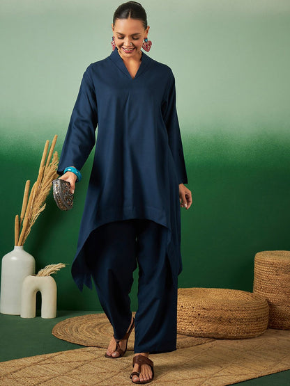 Dhiyona SN Women's A Line Asymmetric Kurta With Trouser