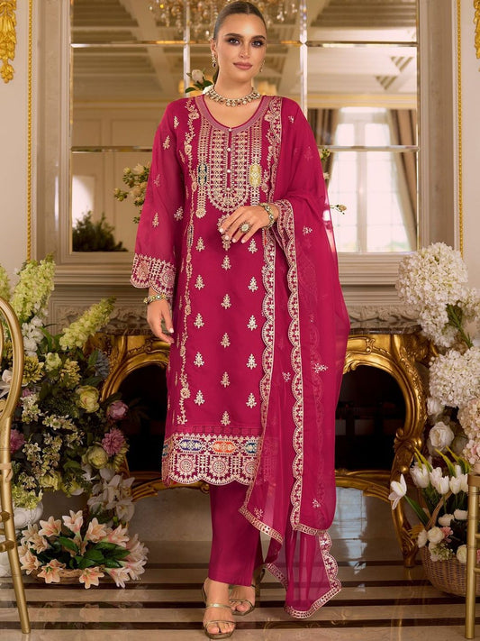 Women Ethnic Motifs Embroidered Kurta with Trousers & Dupatta