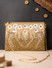 Dhiyona NR Gold-Toned & White Embroidered Foldover Clutch
